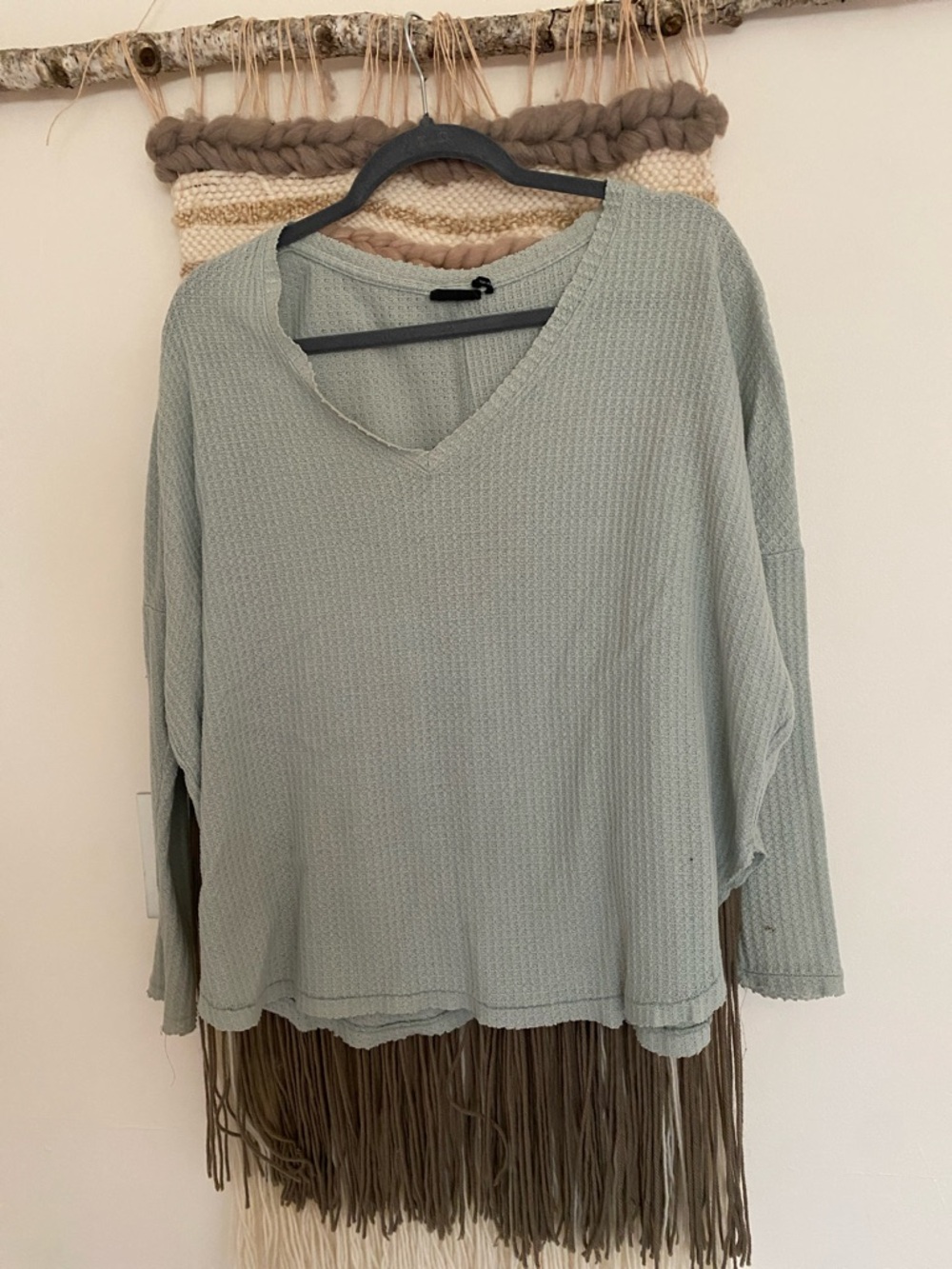 Urban Outfitters ice blue Waffle V-Neck Sweatshirt